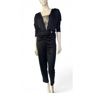 Vintage 1980's Impromptu Black and Gold Disco Jumpsuit S